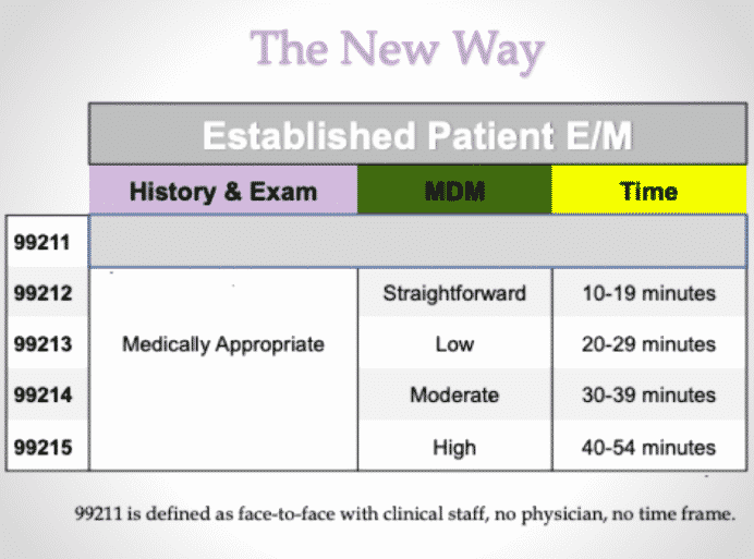 Established patient EMI Codes